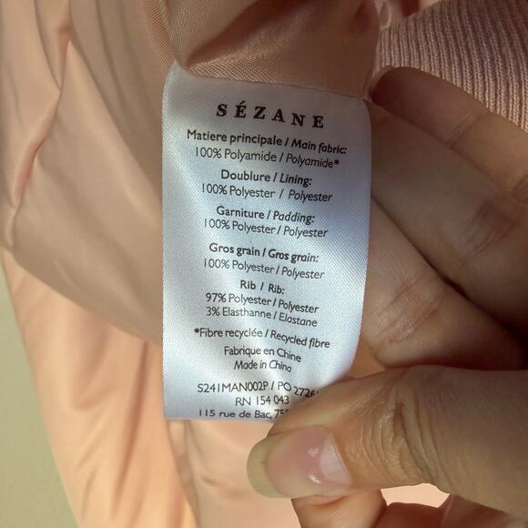 NWT NEW Sezane Richie Padded Bomber Jacket in Powder Pink EU 42 - Picture 9 of 9